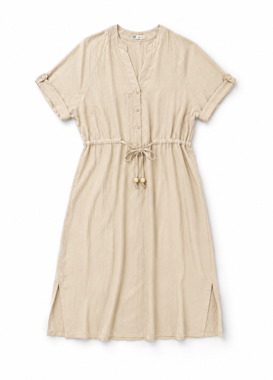 VESTIDO MIDI COM CINTO AJUSTÁVEL - ALIBY