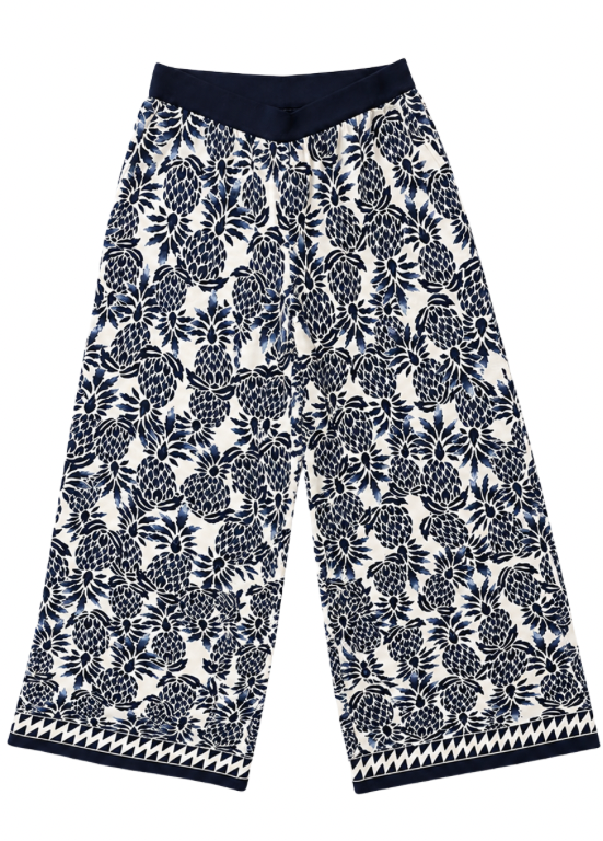 CALÇAS CULOTTE ESTAMPAS AZUL E BRANCO - RABE