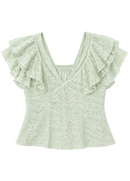 BLUSA FLORAL COM RENDA E FOLHOS - ALIBY