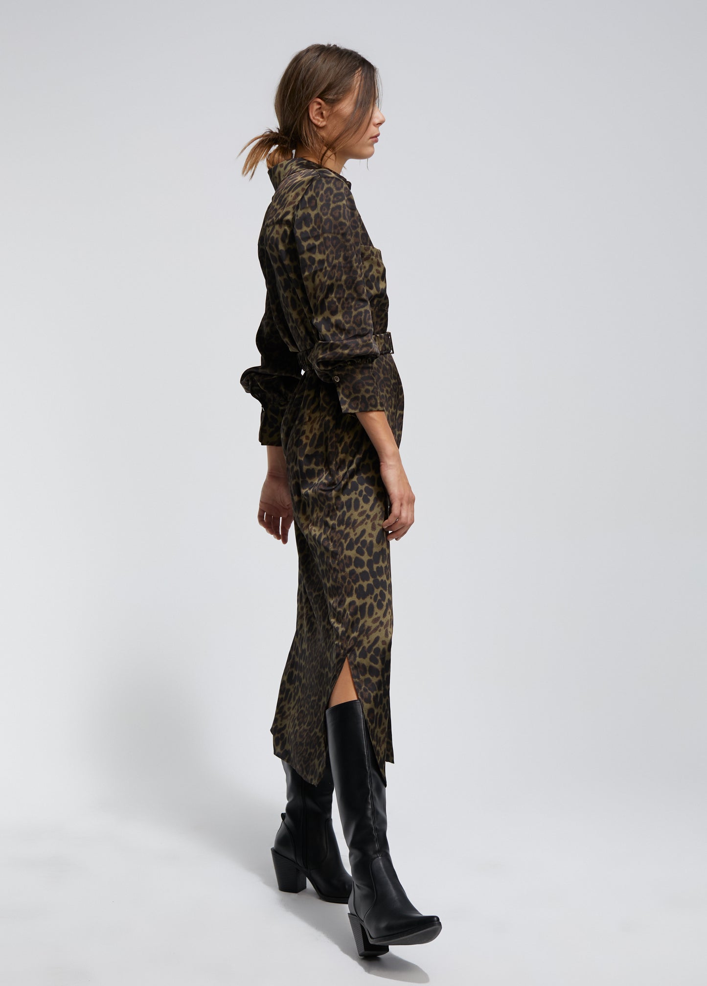 VESTIDO CAMISEIRO ANIMAL PRINT KAKI - LOLA CASADEMUNT