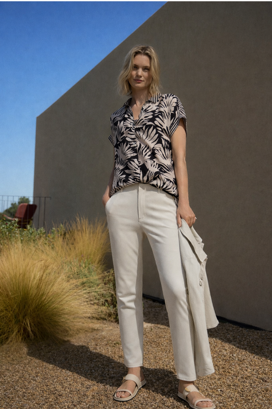 CALÇAS LINHA RETA COM ELÁSTICO - BARBARA LEBEK