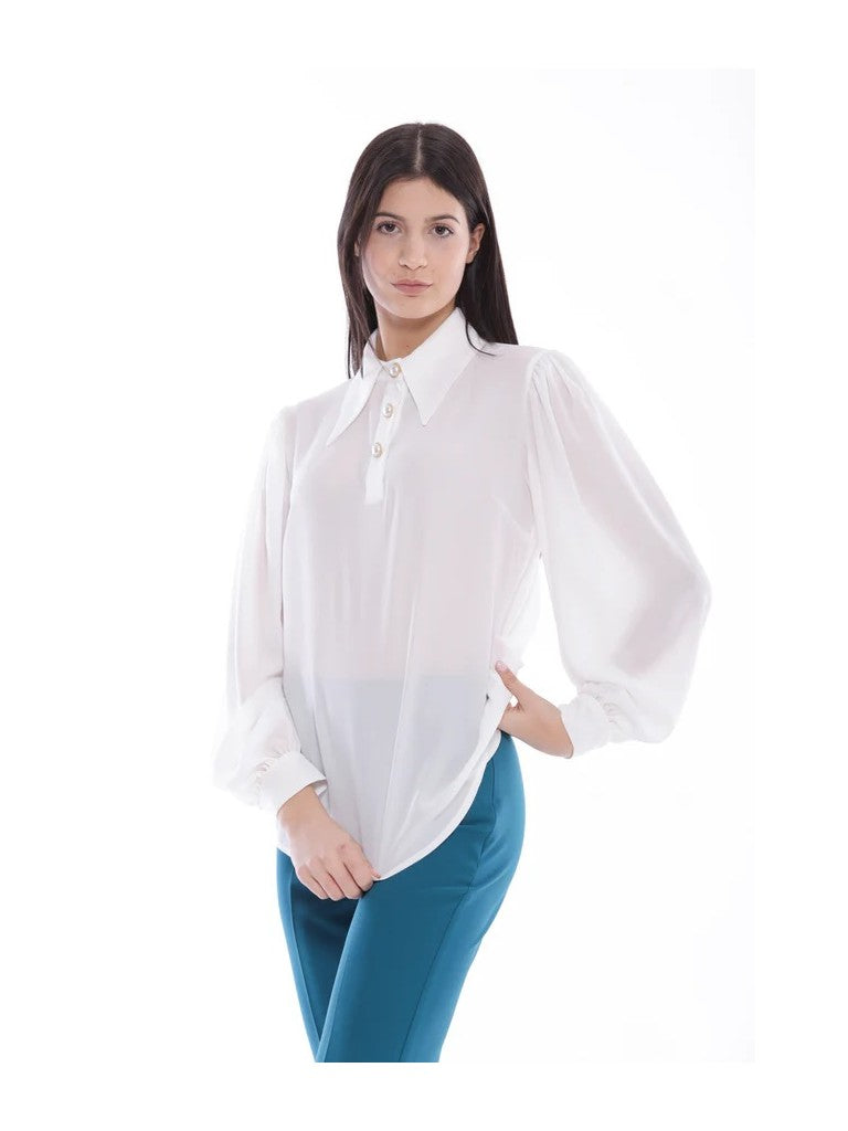 CAMISA BRANCA COM BOTÕES DE ELEGÂNCIA - MIMI MUA