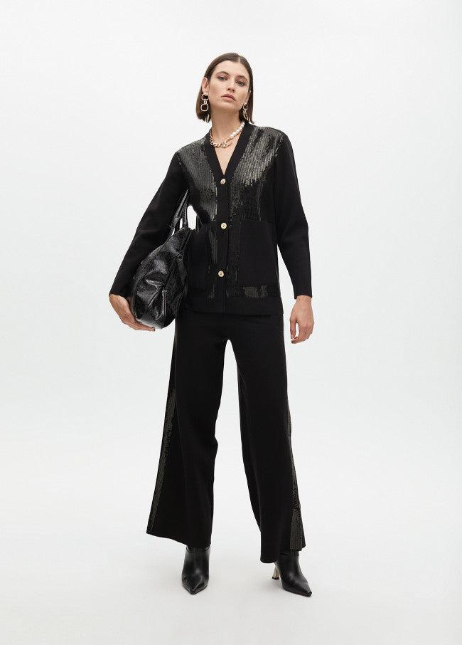 CARDIGAN DE MALHA DETALHE LANTEJOULAS - LOLA CASADEMUNT