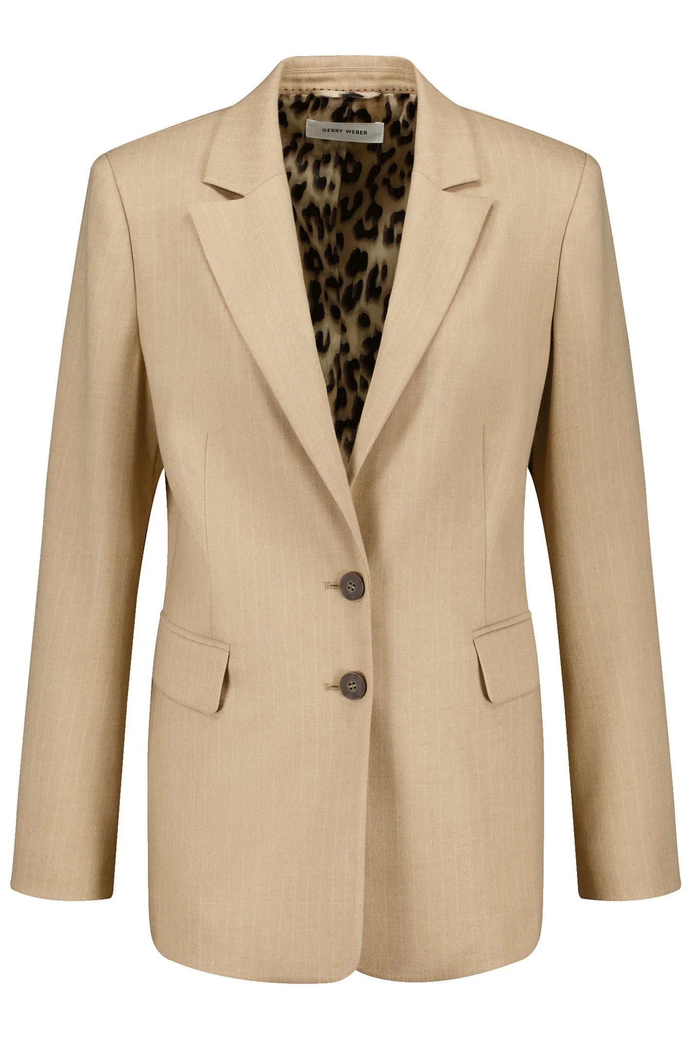 BLAZER CAMEL COM RISCAS E FORRO ANIMAL PRINT