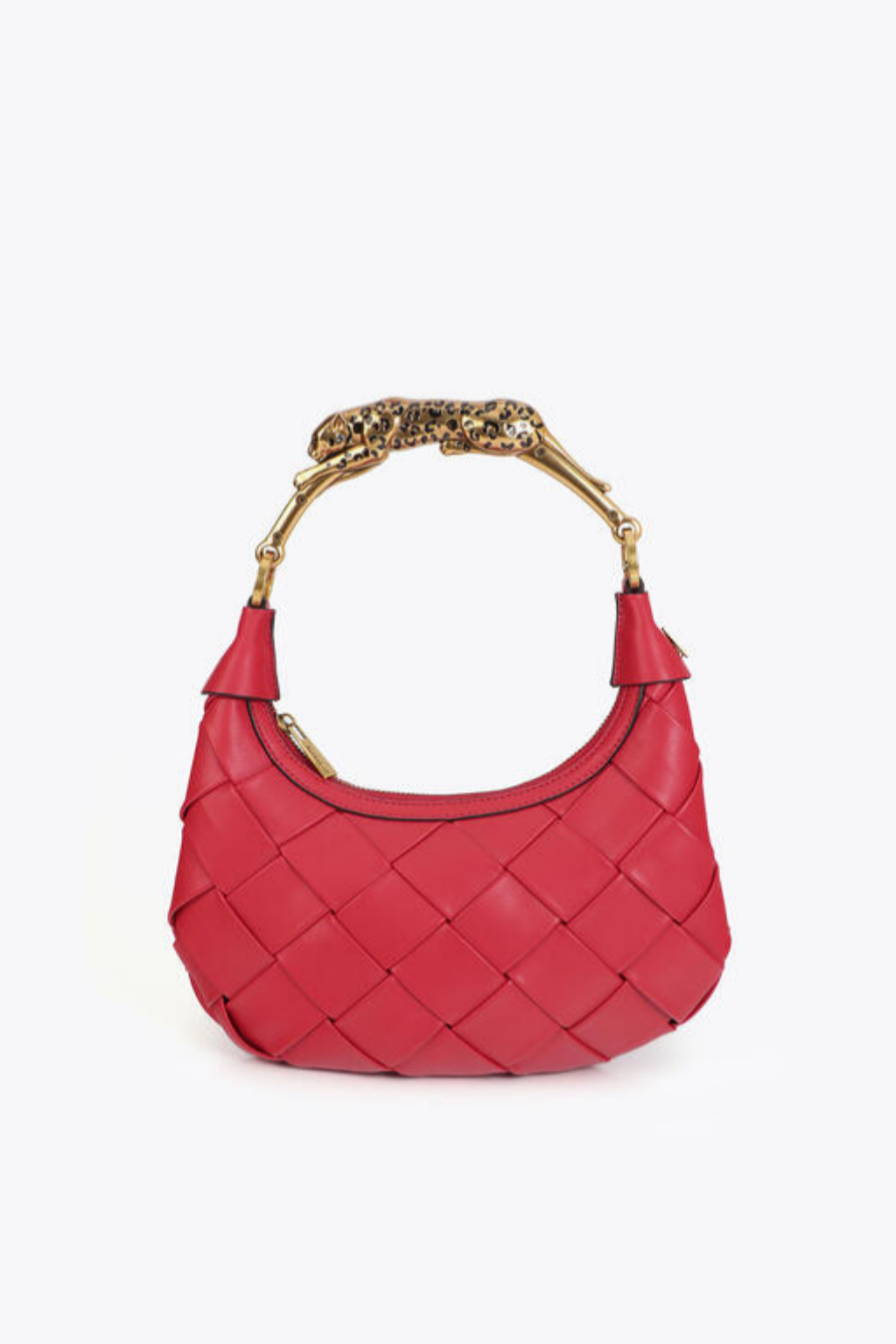 BOLSA MEIA LUA COM PEGA METÁLICA ADORNADA DE LEOPARDO - LOLA CASADEMUNT