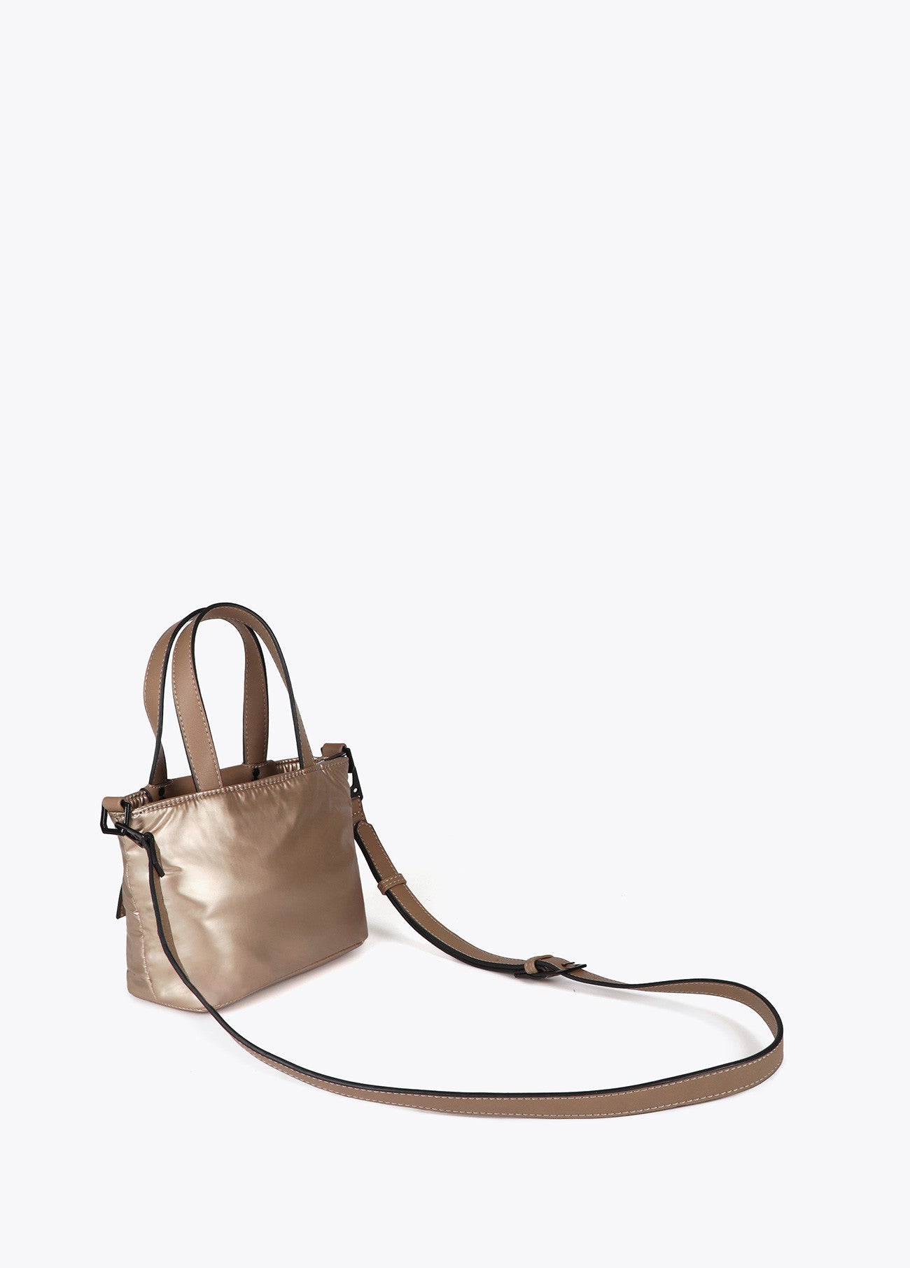 MINI SHOPPER NYLON ACETINADO COM DETALHES EM EFEITO DE PELE - LOLA CASADEMUNT