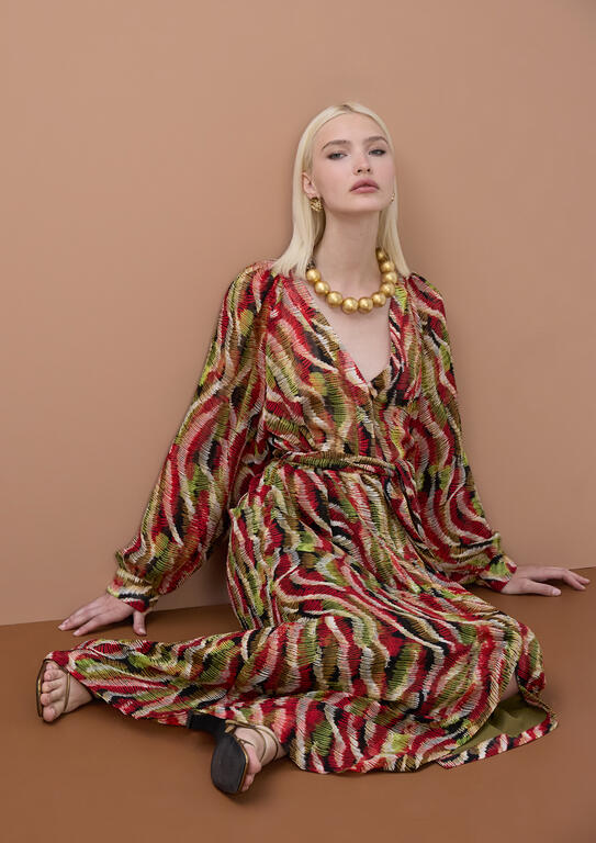 VESTIDO MIDI ESTAMPADO MULTICOLOR - LOLA CASADEMUNT BY MAITE