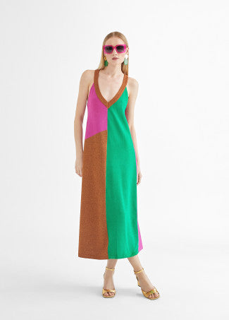 VESTIDO COMPRIDO TRICOLOR COM LUREX - LOLA CASADEMUNT